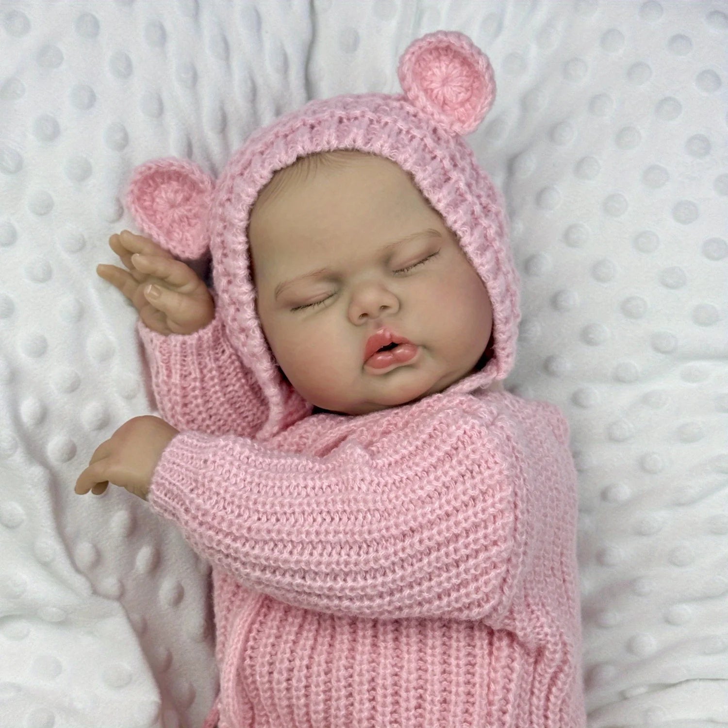 BZDOLL 20inch 50CM Asleep Fat Reborn Doll, 3D Skin Visible Veins, Vinyl Limbs Cloth Body Handmade Birthday Gift