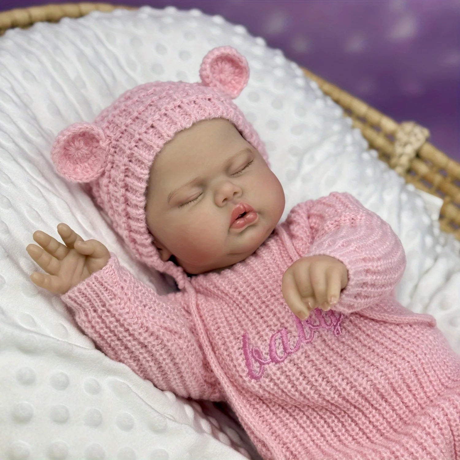 BZDOLL 20inch 50CM Asleep Fat Reborn Doll, 3D Skin Visible Veins, Vinyl Limbs Cloth Body Handmade Birthday Gift