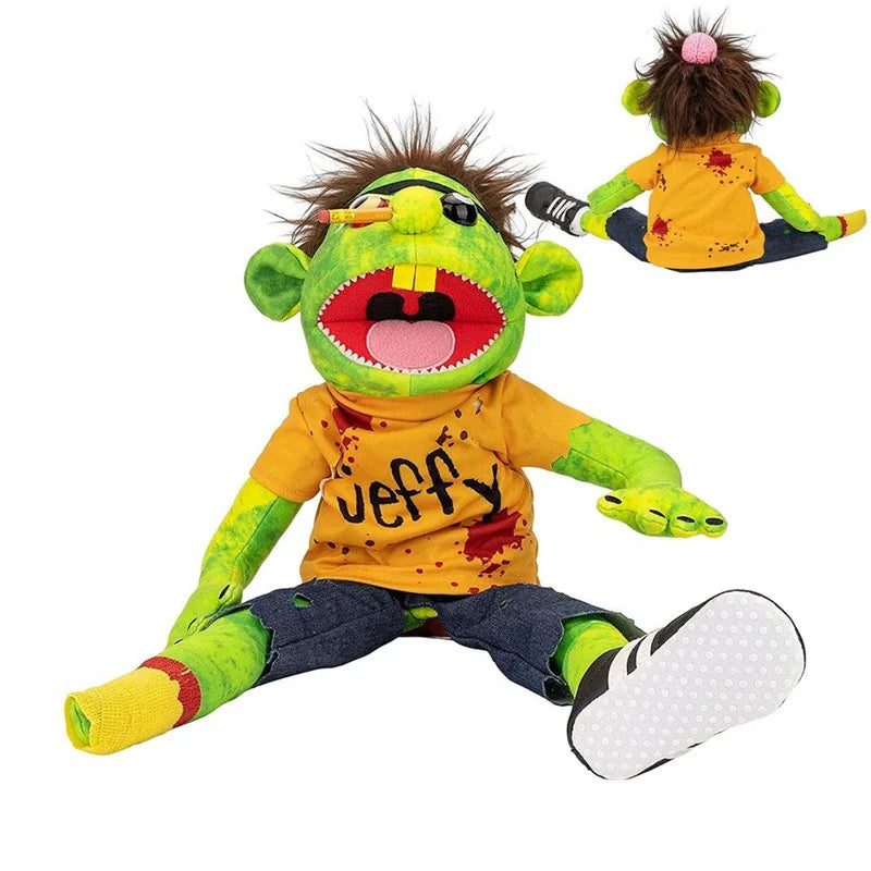 Large Jeffy Puppet Plush Toy Game Singer Rapper Zombie Hand Muppet Plushie Doll Parent-child Family Puppet Gifts for Fans Girls
