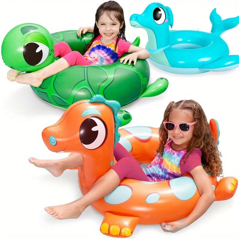 Joyfy 3Pack Inflatable Pool Tubes Floats Dinosaur Pool Beach Water Float for Kids Toddler Summer Party Decorations