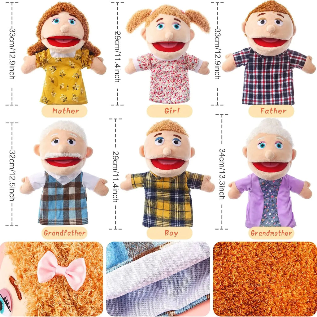 Family Hand Puppets for Kids Role-Playing Puppet Movable Open Mouths,Perfect for Storytelling,Teaching,Birthday Gifts,1 PCS