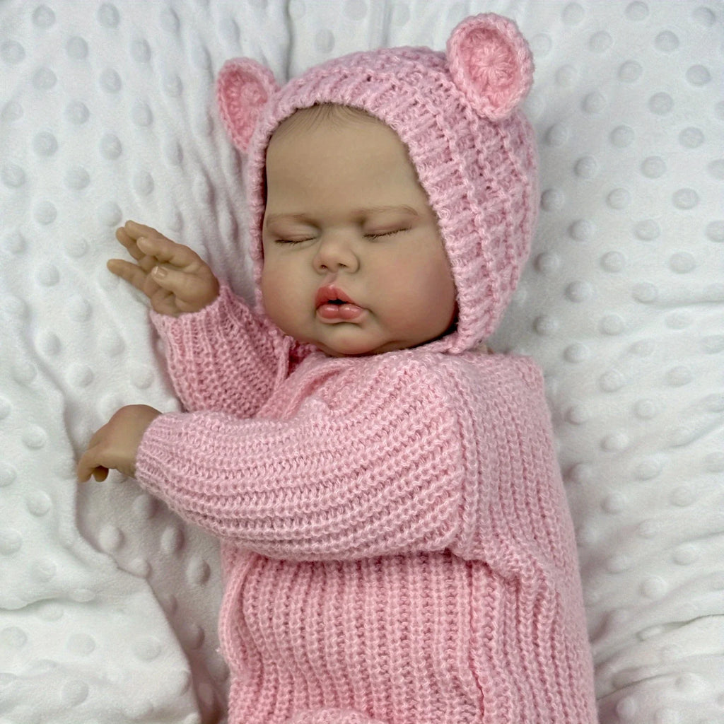 BZDOLL 20inch 50CM Asleep Fat Reborn Doll, 3D Skin Visible Veins, Vinyl Limbs Cloth Body Handmade Birthday Gift