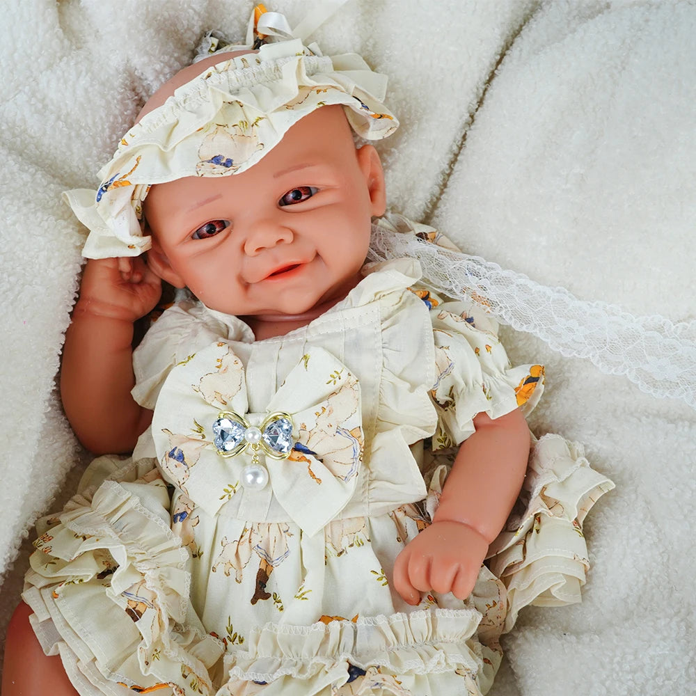 Waterproof Weighted Baby Girl 18.9" Lifelike Full Body Silicone Reborn Dolls Soft Handmade Newborn Dolls for Collector Gift