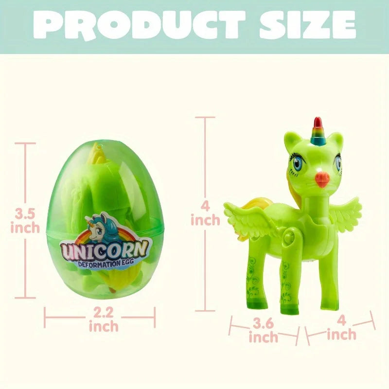 JOYFY 8 Pcs Easter Basket Stuffers with Unicorn Deformation Toys 3.5" Easter Exchange Toy for Toddlers Party Favor