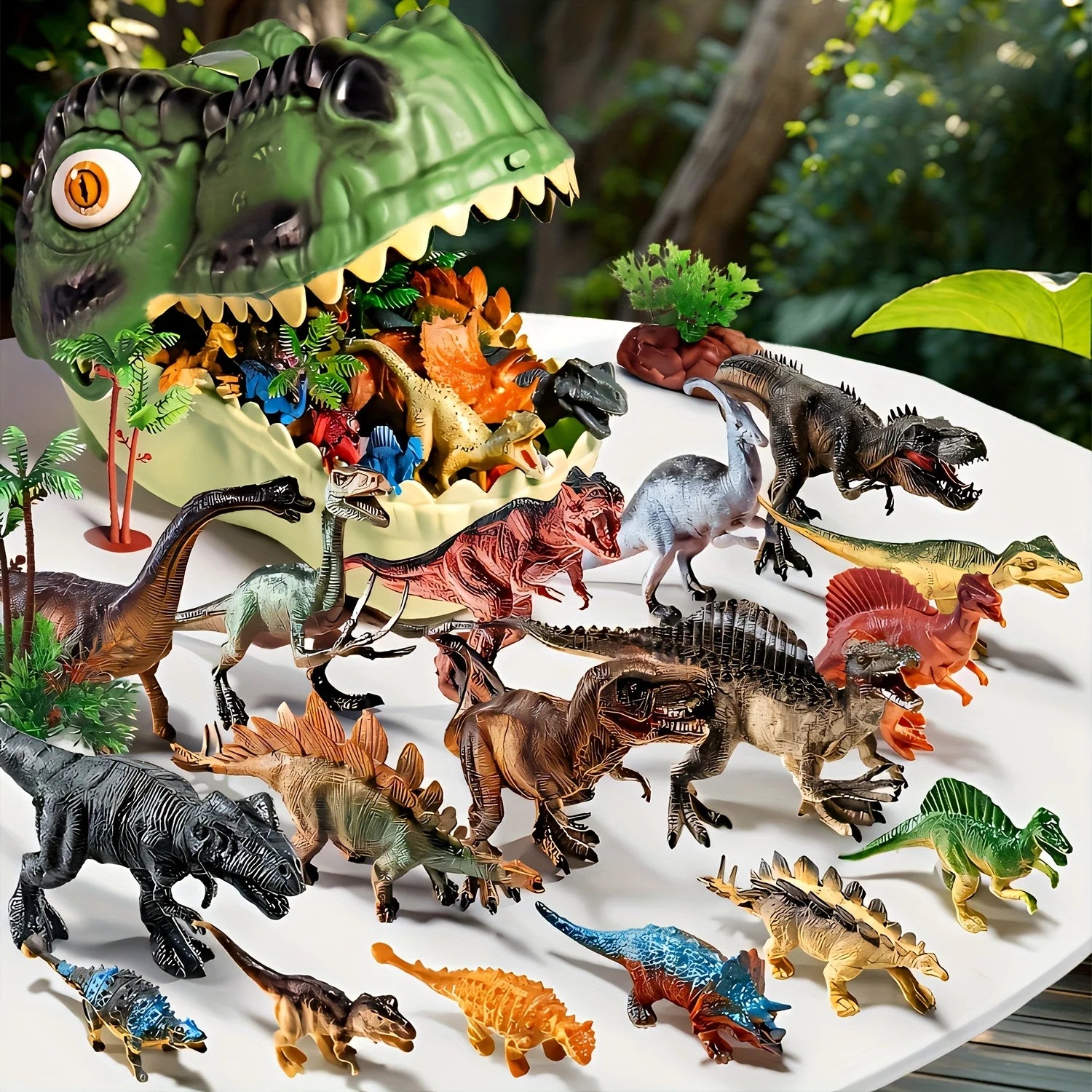 47 Pieces Dinosaur Toys - Realistic Jurassic Dinosaur Models with Egg Tree Fence - Educational Play Set, Create a Dinosaur World with Parents and Friends, Ideal Birthday Gift for Kids!