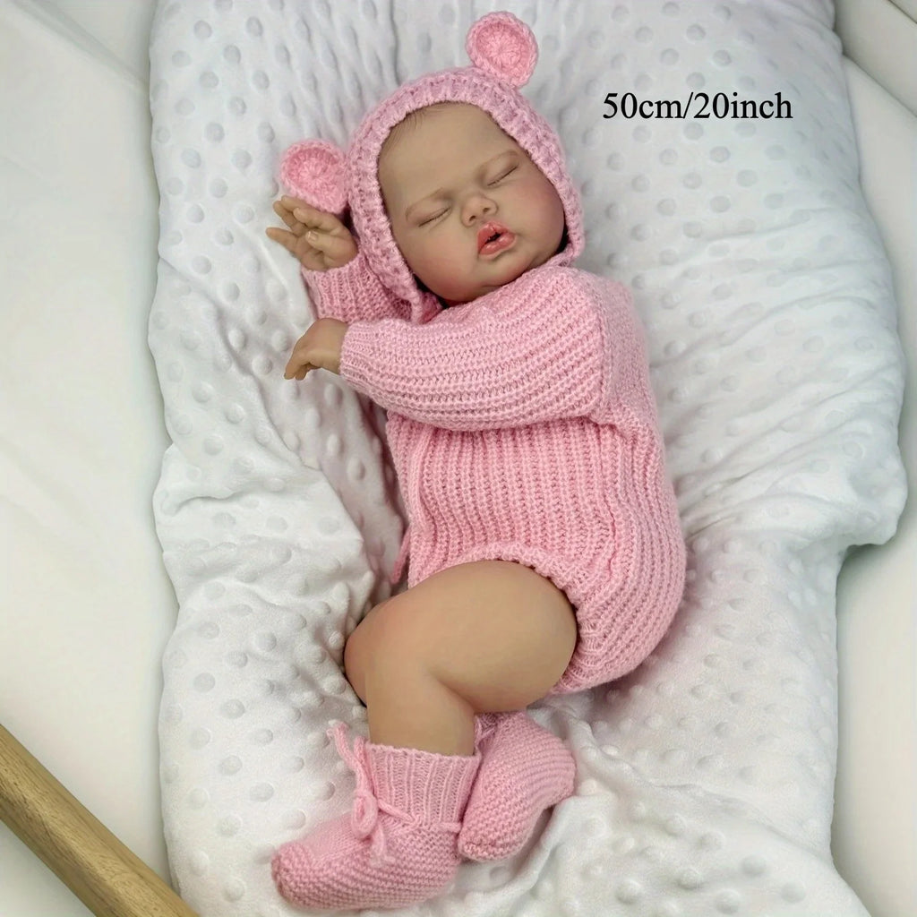 BZDOLL 20inch 50CM Asleep Fat Reborn Doll, 3D Skin Visible Veins, Vinyl Limbs Cloth Body Handmade Birthday Gift