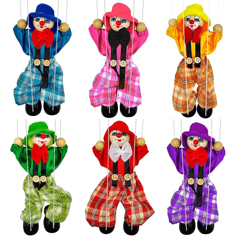 Wooden Marionette Puppets Pull String Puppet Clown Doll Birthday Christmas Gifts Theater Puppetry Party Favors For Kids Adults