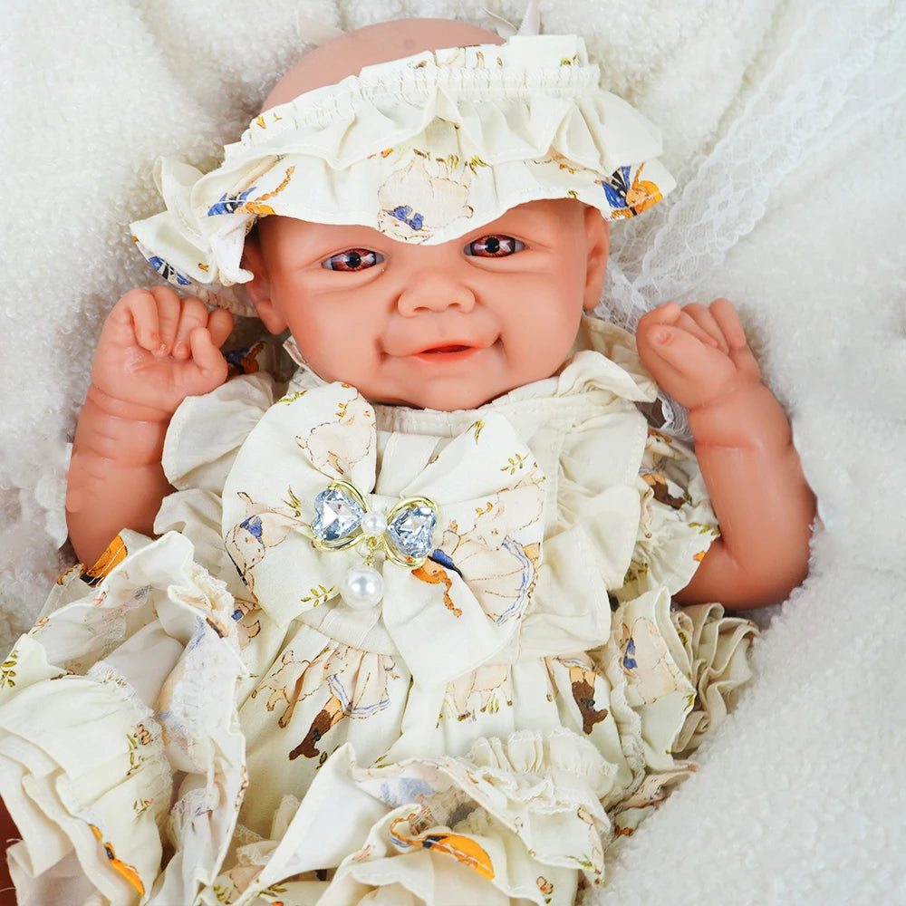 Waterproof Weighted Baby Girl 18.9" Lifelike Full Body Silicone Reborn Dolls Soft Handmade Newborn Dolls for Collector Gift