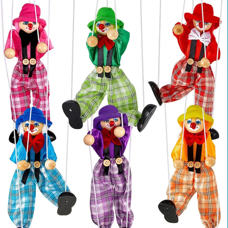Wooden Marionette Puppets Pull String Puppet Clown Doll Birthday Christmas Gifts Theater Puppetry Party Favors For Kids Adults