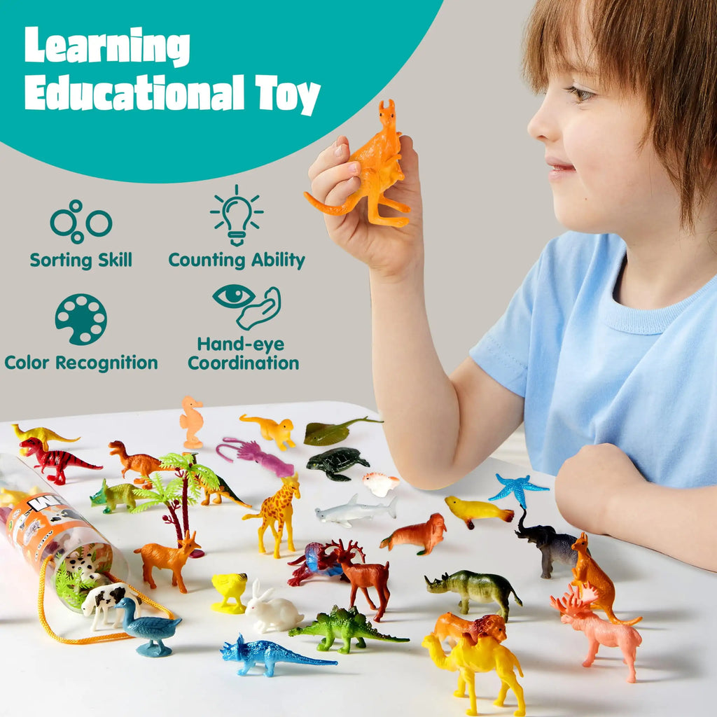 Joyfy 69Pcs Small Animal Figures Assorted Mini Plastic Animal Toy Tiny Little Animals for Kids Birthday Party Favor