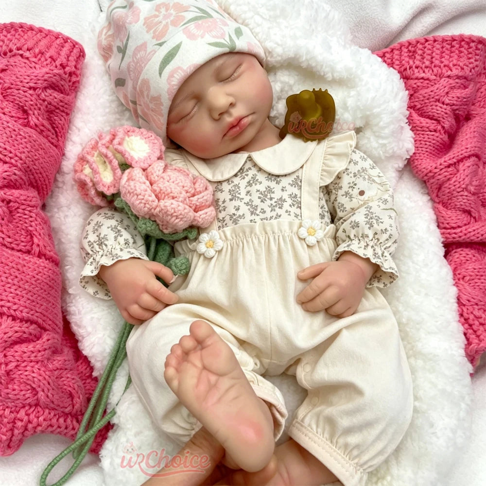 20inch Fine Art Silicone Reborn Baby Doll Can Use Pacifiers Realistic Details Comfortable to Hold Newborn Collection Doll For Art Lovers And Hobbyists