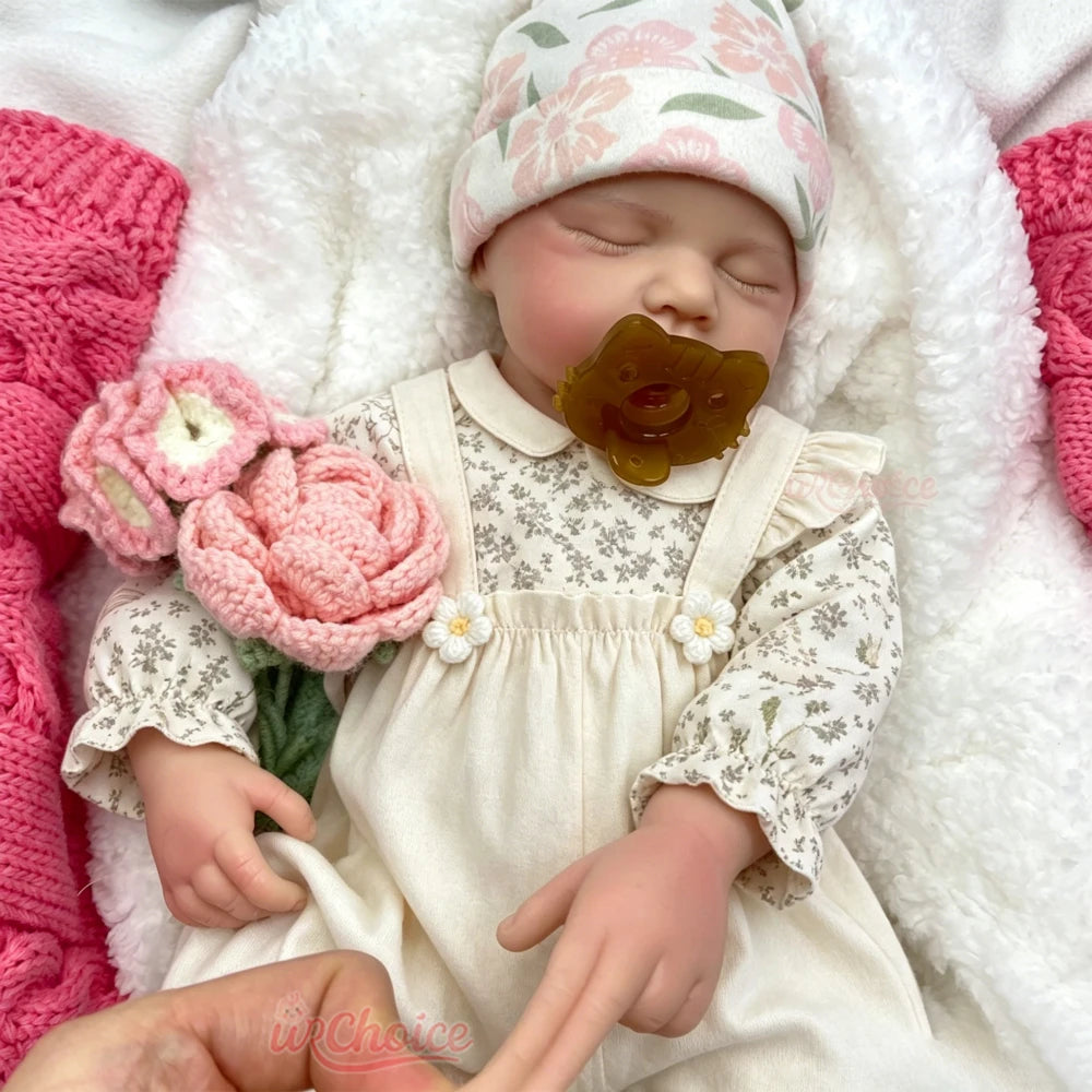 20inch Fine Art Silicone Reborn Baby Doll Can Use Pacifiers Realistic Details Comfortable to Hold Newborn Collection Doll For Art Lovers And Hobbyists