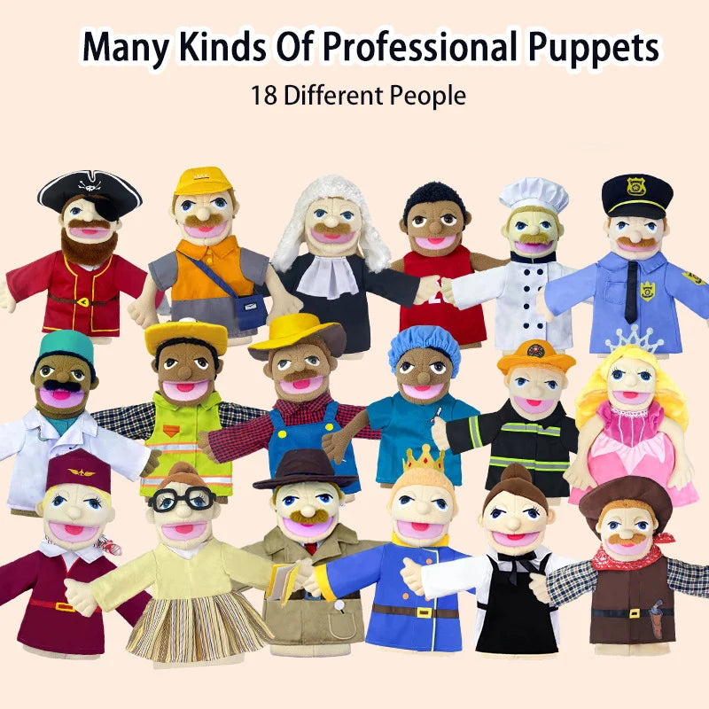 Profession Soft Stuffed Toy Doll Doctors Police Postal Worker Cospaly Plush Doll Educational Baby Toys Kawaii Hand Finger Puppet