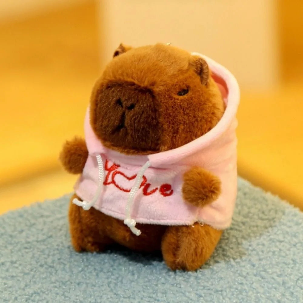Capybara Plush Toy – Cute Winged Hoodie Stuffed Animal Keychain