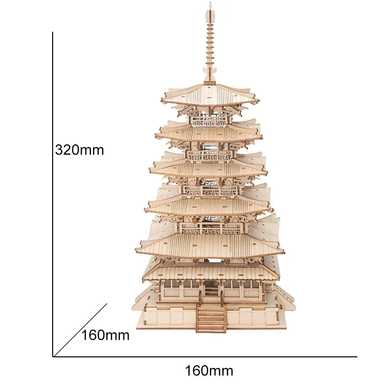 3D wooden landmark puzzle kit featuring Big Ben and Tower Bridge models