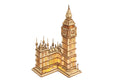 3D wooden landmark puzzle kit featuring Big Ben and Tower Bridge models