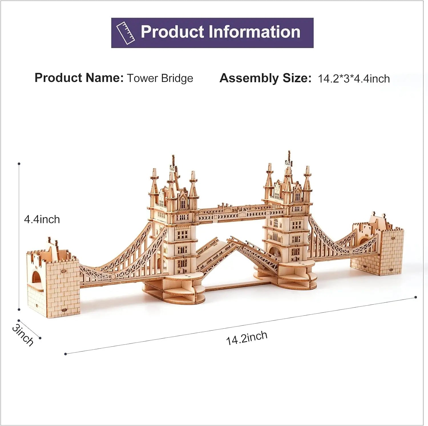 Big Ben and Tower Bridge 3D wooden puzzle landmark model kits with light for adults