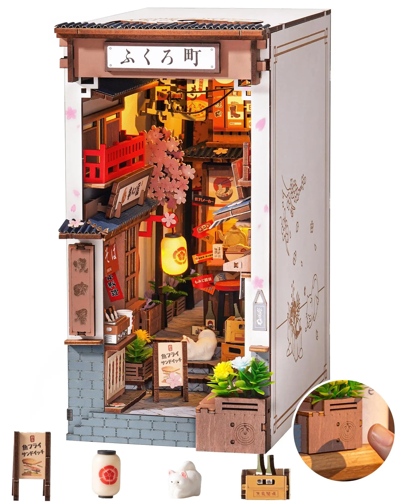 3D wooden book nook kit, DIY miniature house puzzle that fits on a bookshelf