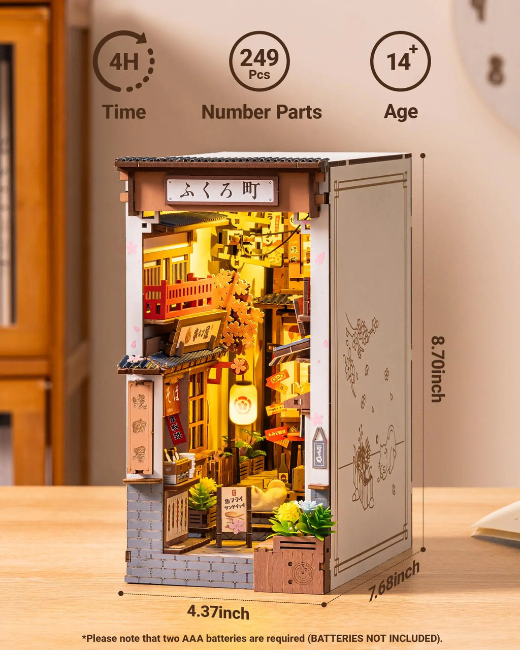 3D wooden book nook kit, DIY miniature house puzzle that fits on a bookshelf
