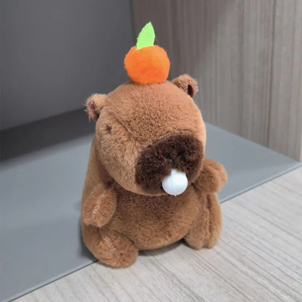 Cute capybara plush toy with hoodie and wings, small stuffed animal keychain