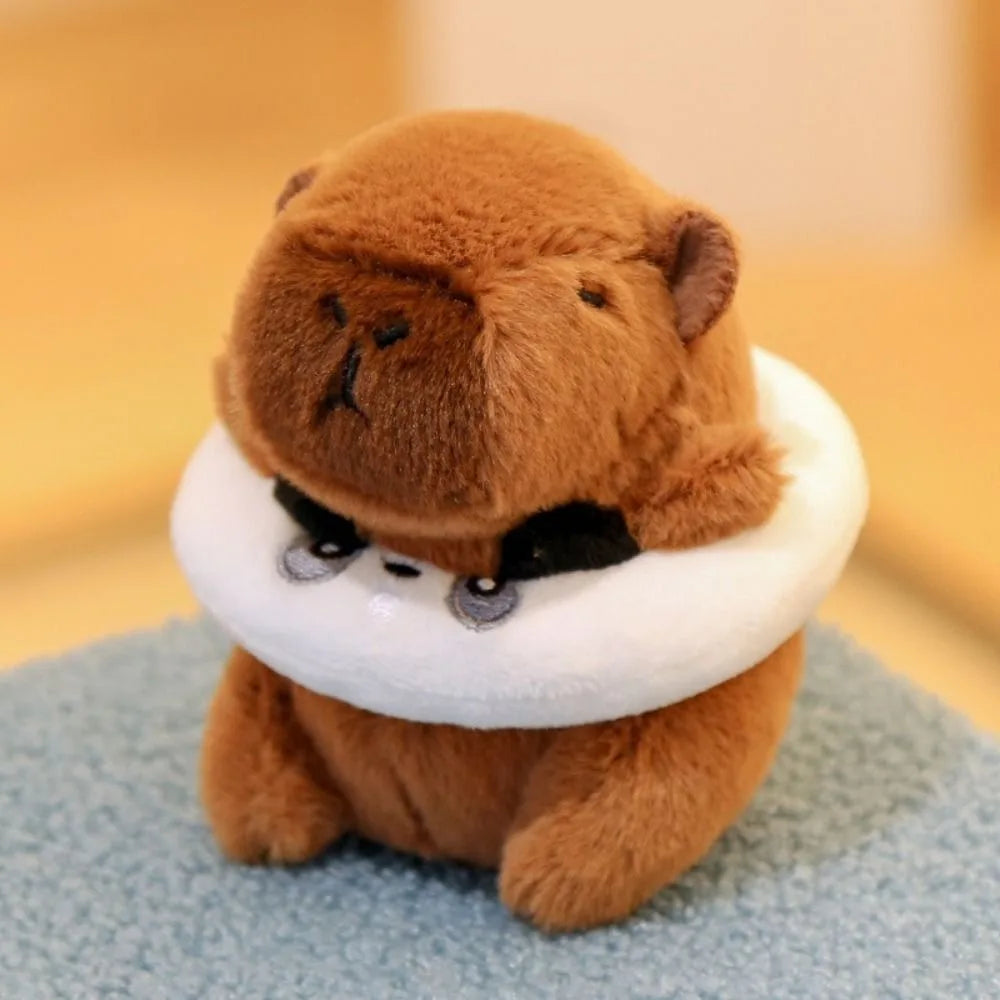 Cute capybara plush toy with hoodie and wings, small stuffed animal keychain