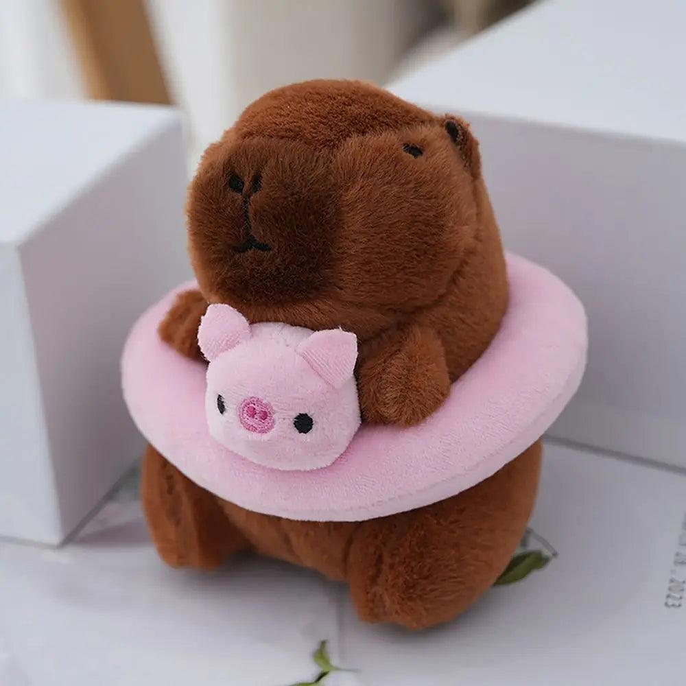 Cute capybara plush toy with hoodie and wings, small stuffed animal keychain