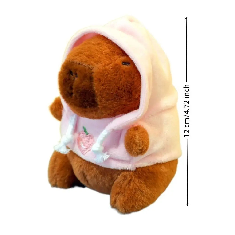 Cute capybara plush toy with hoodie and wings, small stuffed animal keychain
