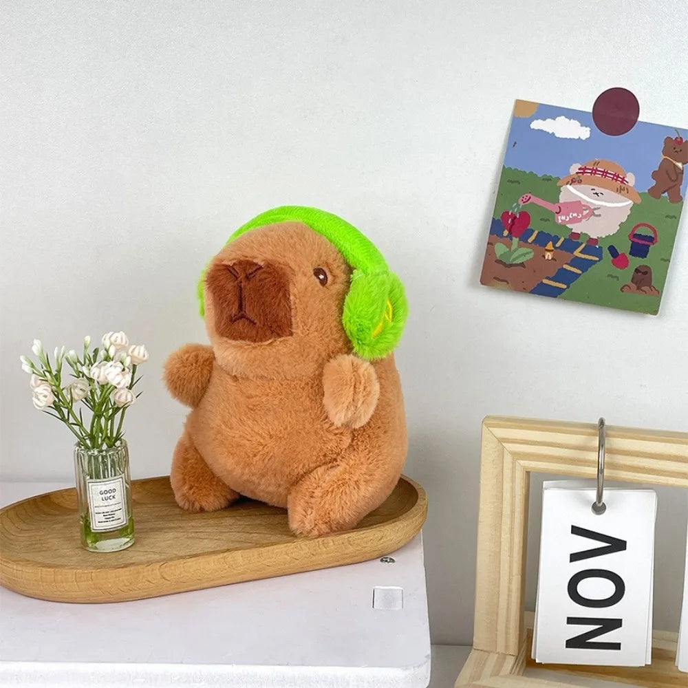 Cute capybara plush toy with hoodie and wings, small stuffed animal keychain