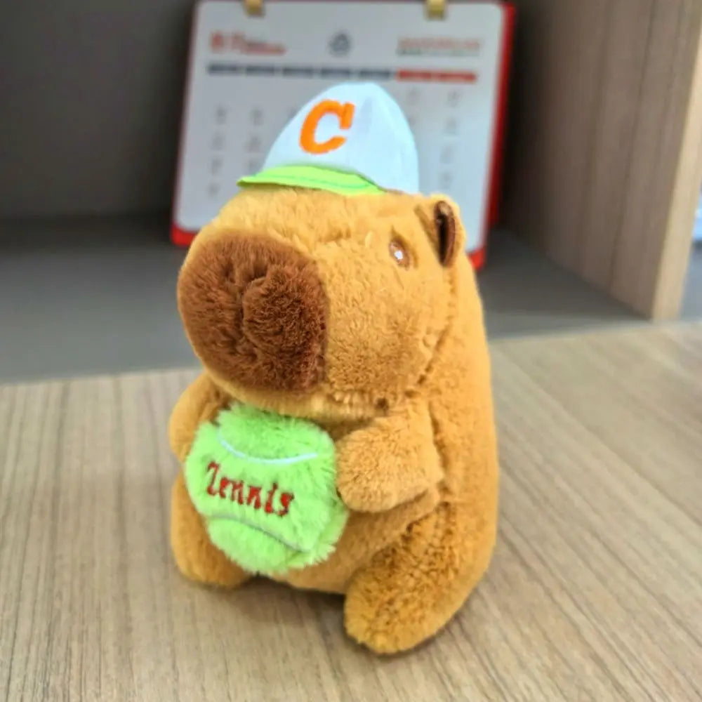 Cute capybara plush toy with hoodie and wings, small stuffed animal keychain