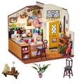 3D wooden cozy kitchen puzzle, DIY miniature house model kit