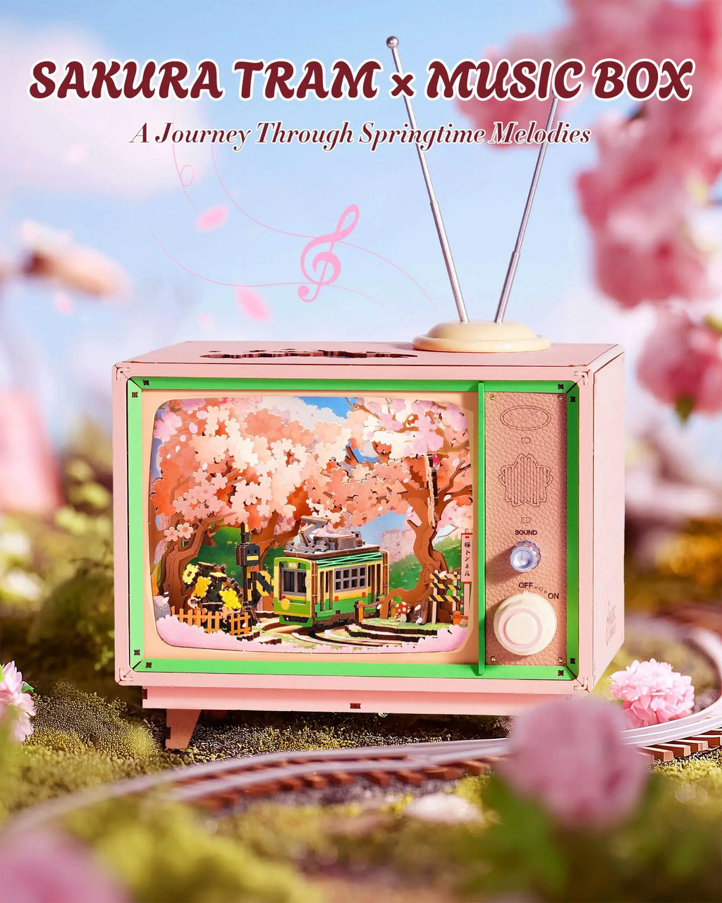 Sakura DIY music box 3D wooden puzzle with lights, assembled home decor