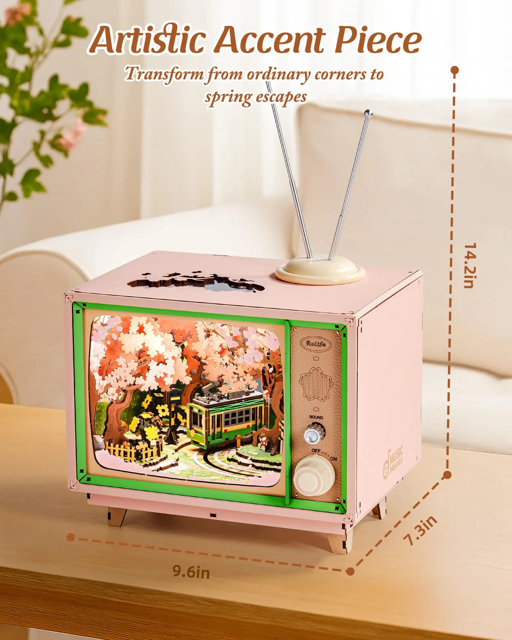 Sakura DIY music box 3D wooden puzzle with lights, assembled home decor