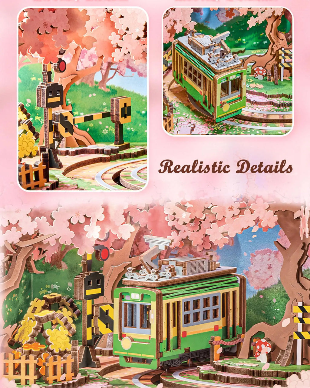 Sakura DIY music box 3D wooden puzzle with lights, assembled home decor
