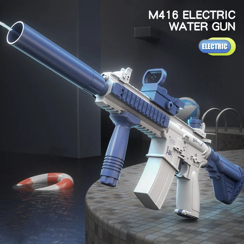 Automatic electric water gun squirt blaster with long range and large capacity for outdoor summer