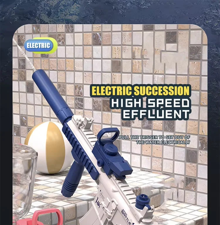 Automatic electric water gun squirt blaster with long range and large capacity for outdoor summer