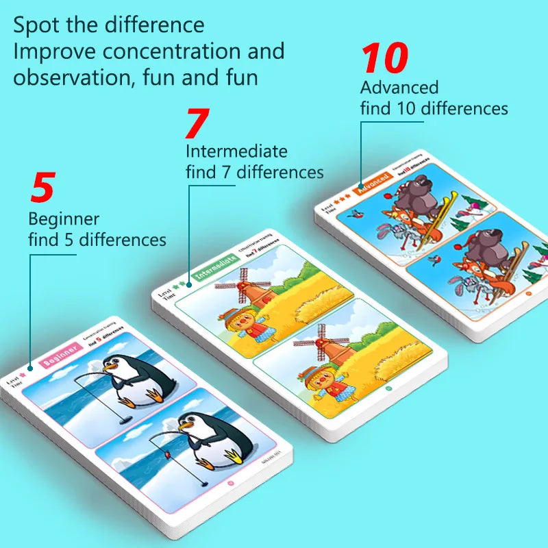 Reusable wipe-clean find the difference focus training game for kids, screen-free learning