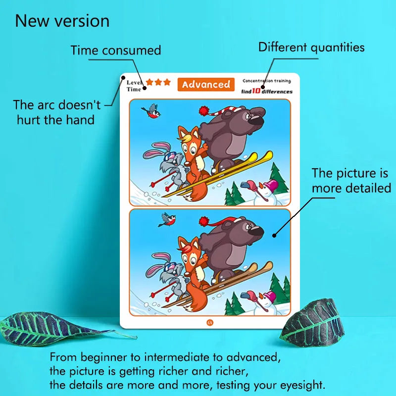 Reusable wipe-clean find the difference focus training game for kids, screen-free learning