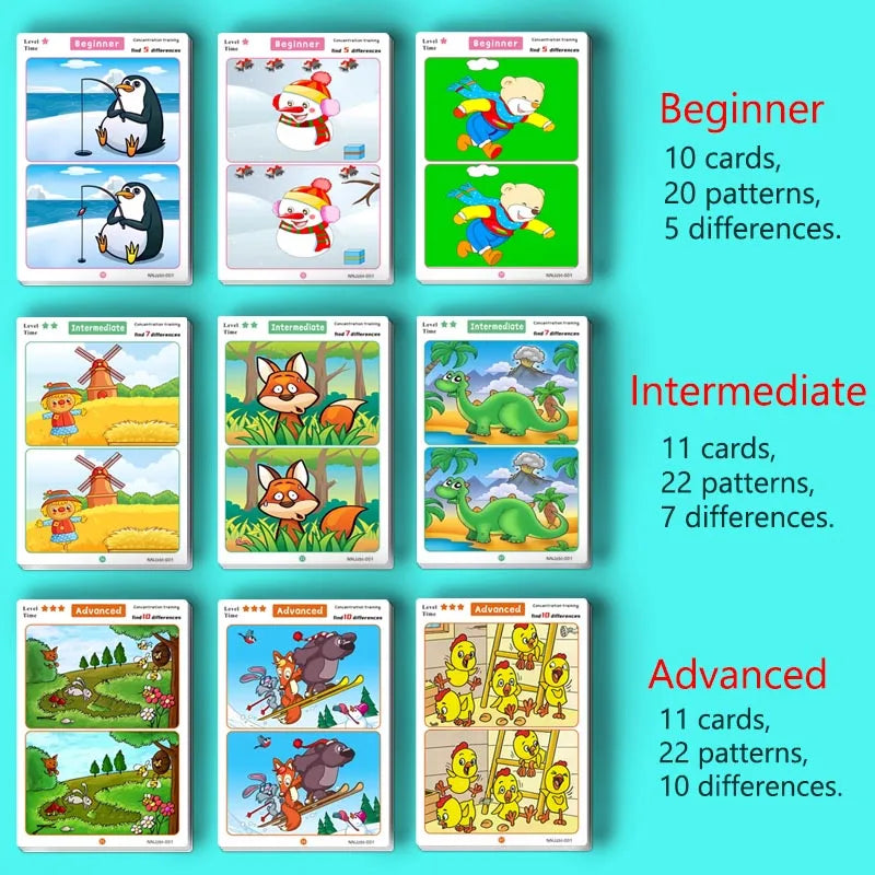 Reusable wipe-clean find the difference focus training game for kids, screen-free learning