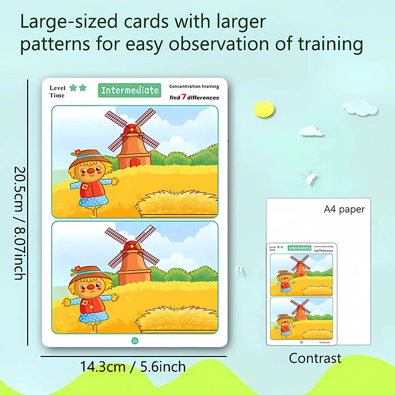 Reusable wipe-clean find the difference focus training game for kids, screen-free learning