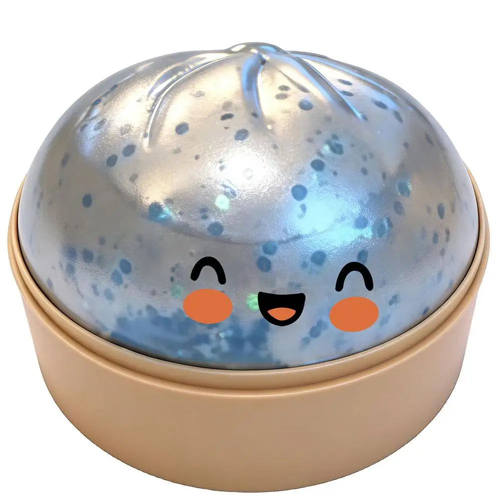 Realistic giant dumpling squeeze toy with bamboo steamer, soft TPR stress relief decompression fidget