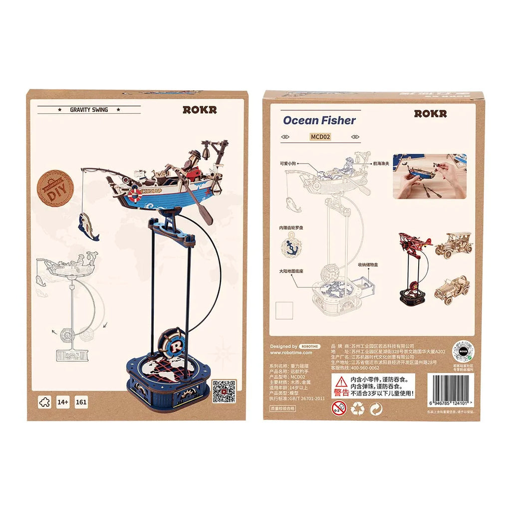 Gravity swing 3D wooden puzzle model kit, kinetic Sky Captain and Ocean Fisher desk toy