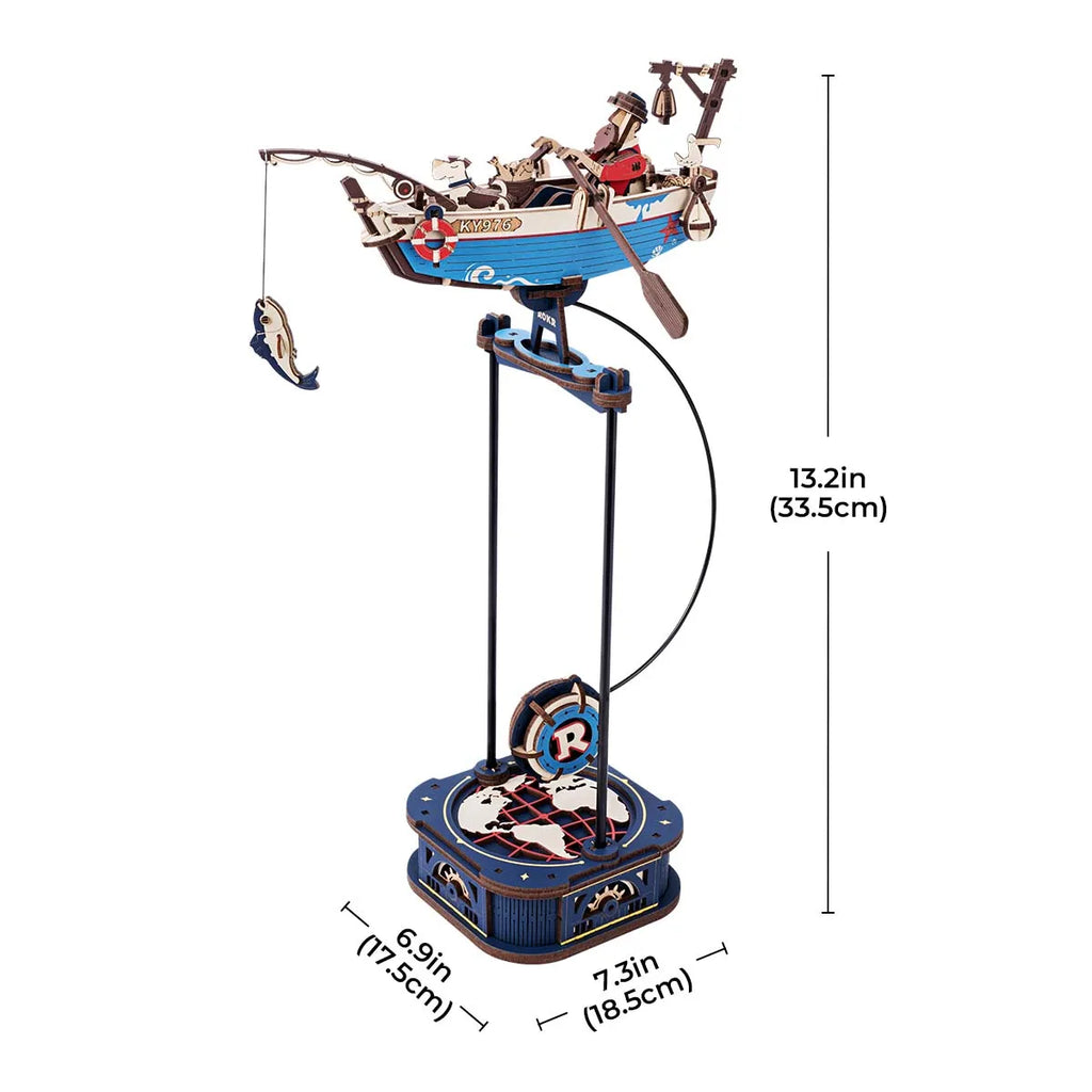 Gravity swing 3D wooden puzzle model kit, kinetic Sky Captain and Ocean Fisher desk toy