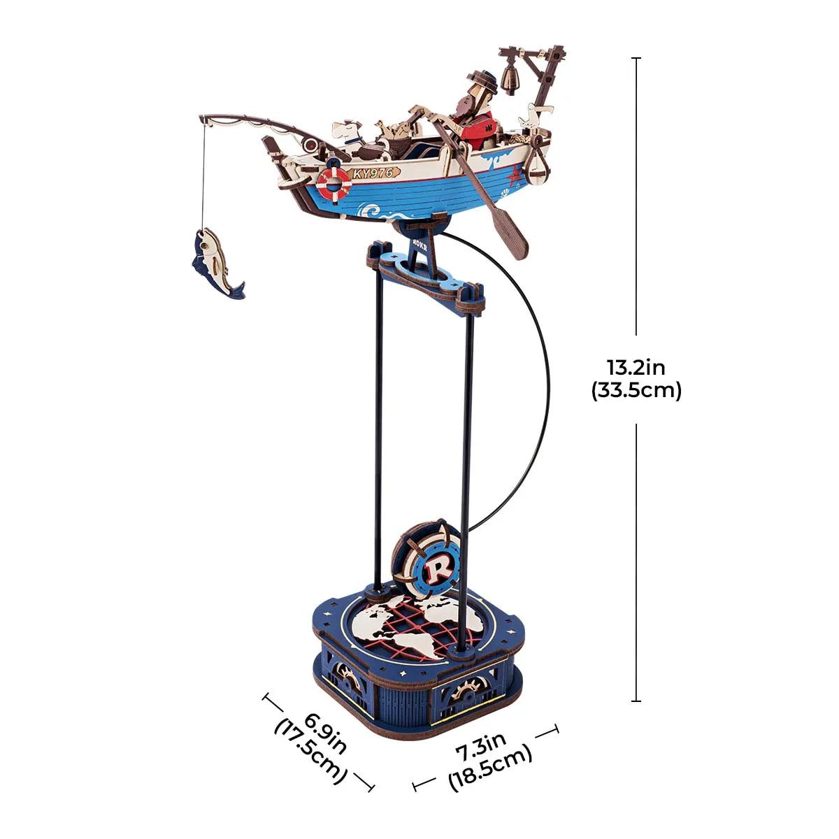Gravity swing 3D wooden puzzle model kit, kinetic Sky Captain and Ocean Fisher desk toy