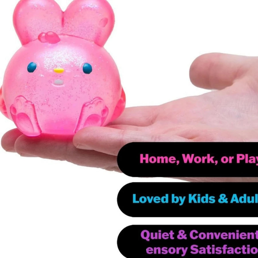 Cute rabbit ice cube squishy fidget toy for stress relief, soft sensory squeeze toy