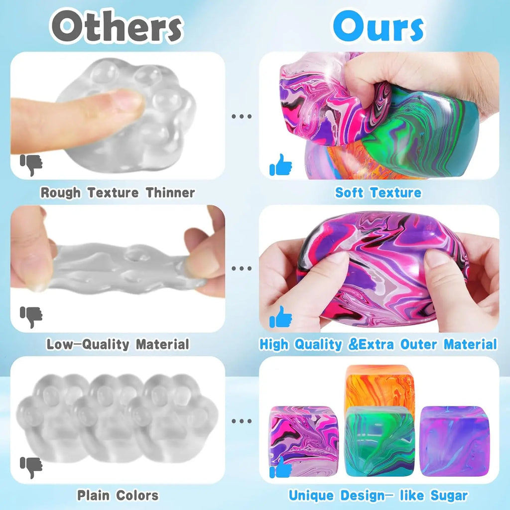 Cute rabbit ice cube squishy fidget toy for stress relief, soft sensory squeeze toy