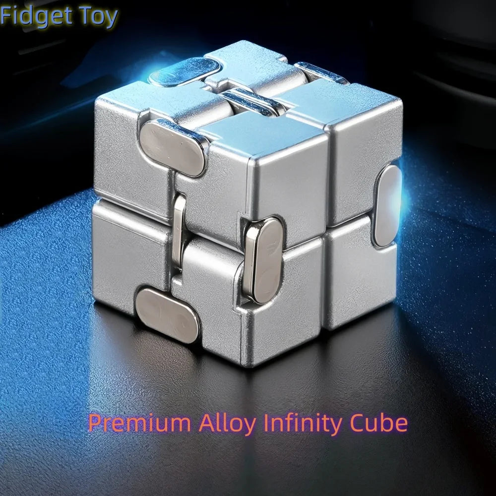 Durable alloy and plastic infinity cube fidget toy for stress relief