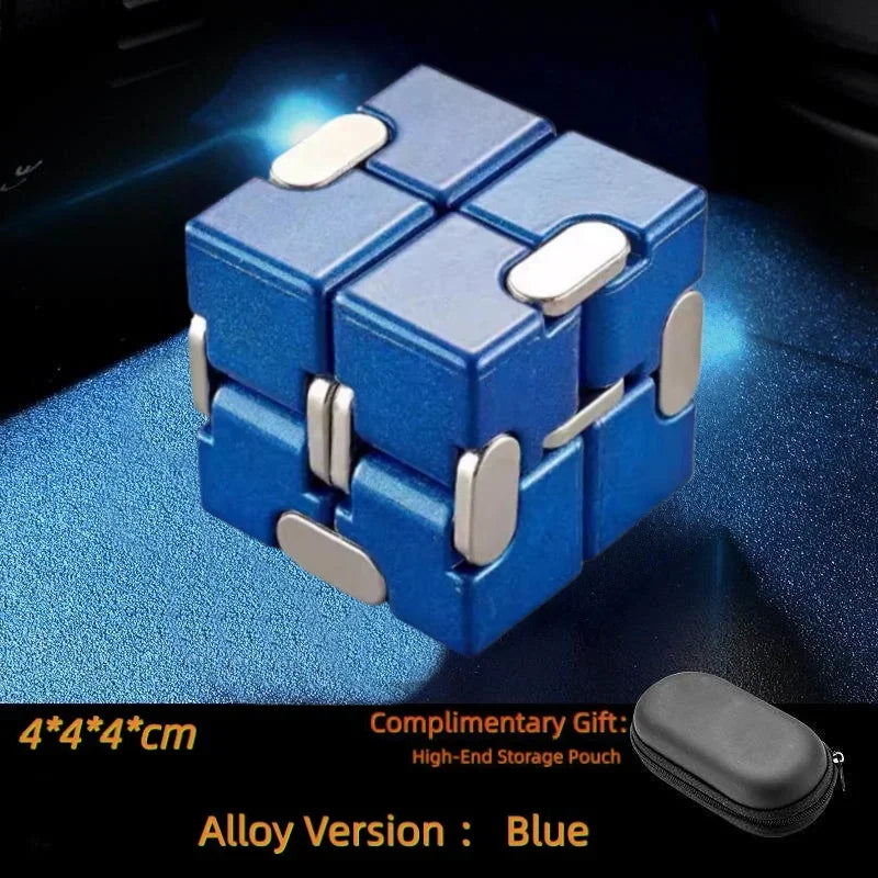Durable alloy and plastic infinity cube fidget toy for stress relief