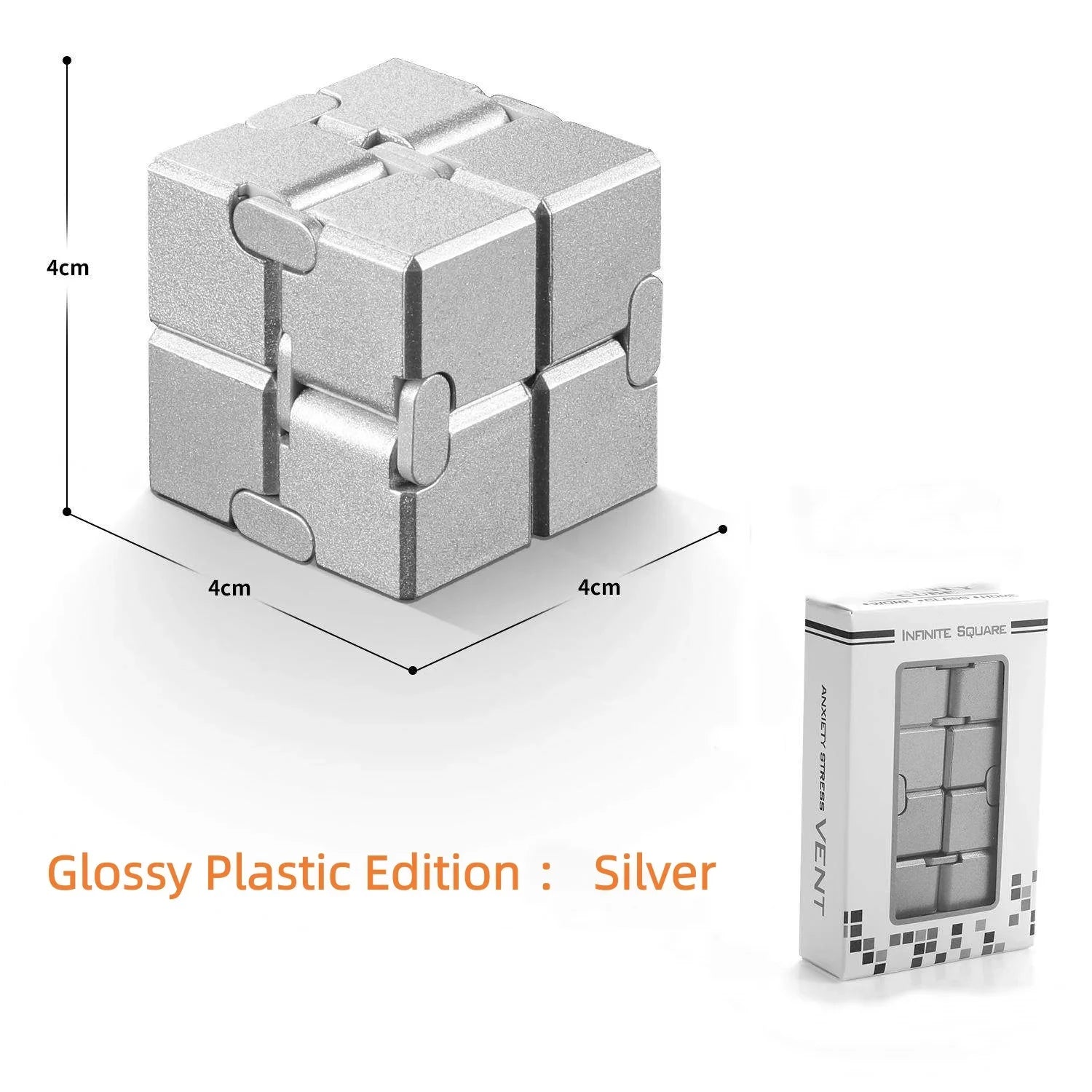Durable alloy and plastic infinity cube fidget toy for stress relief