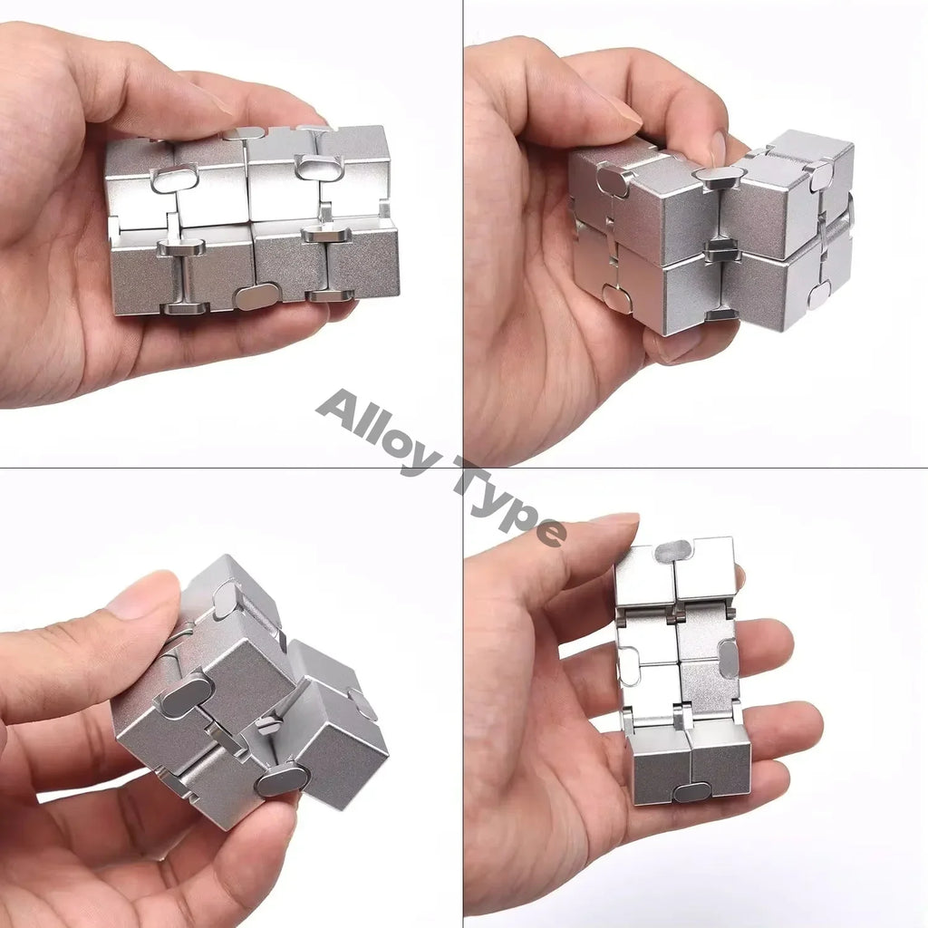 Durable alloy and plastic infinity cube fidget toy for stress relief