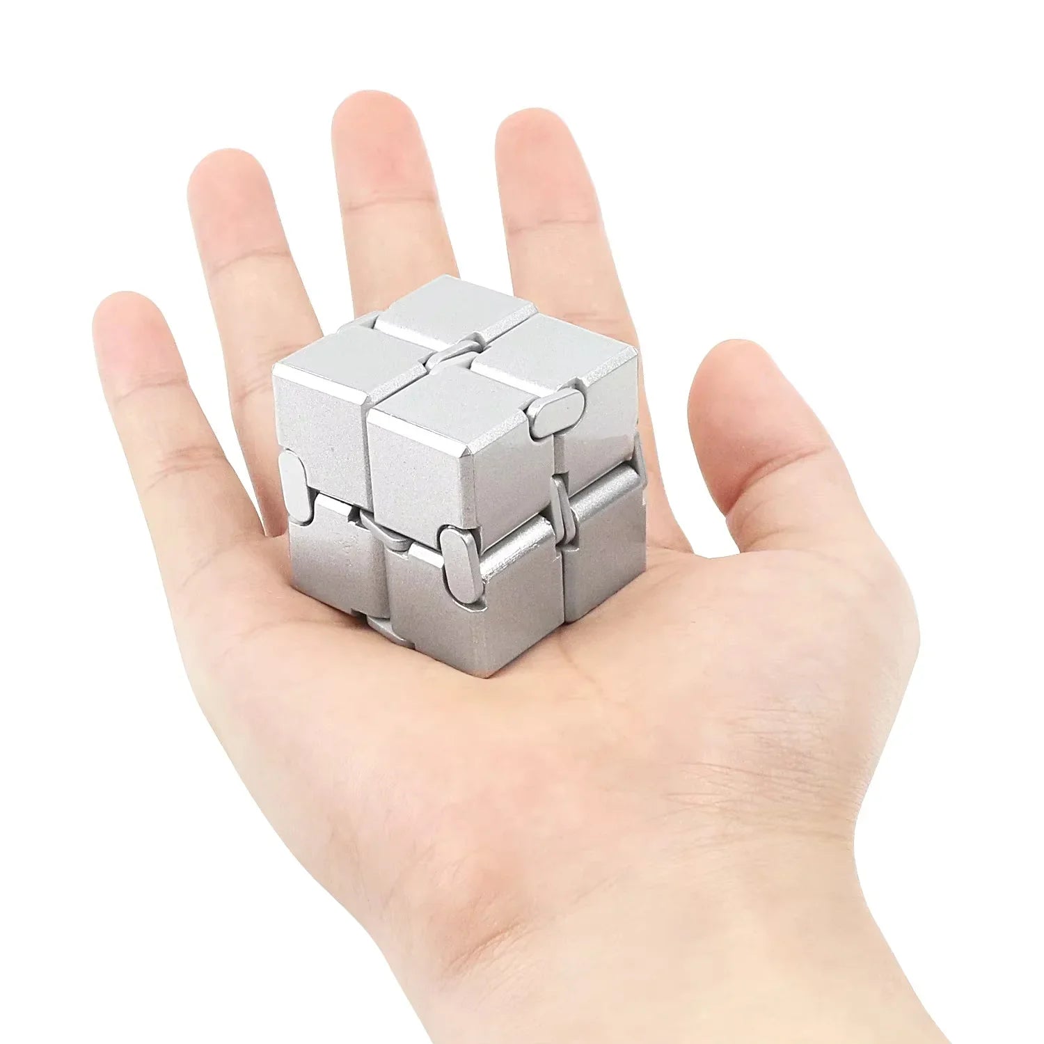 Durable alloy and plastic infinity cube fidget toy for stress relief